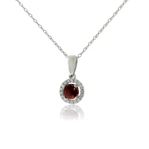 Cabochon Cut Red Emerald Halo Style Pendant