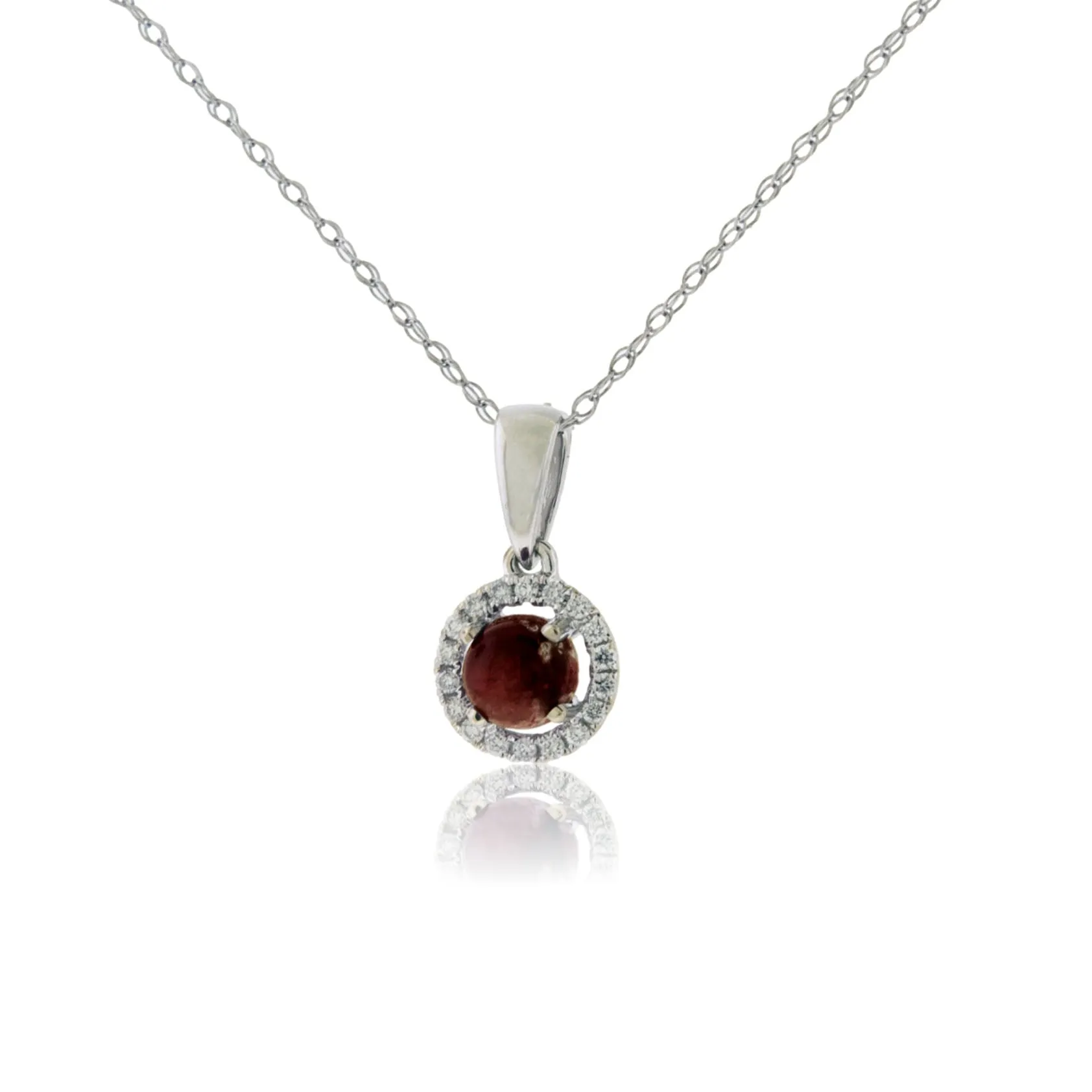 Cabochon Cut Red Emerald Halo Style Pendant