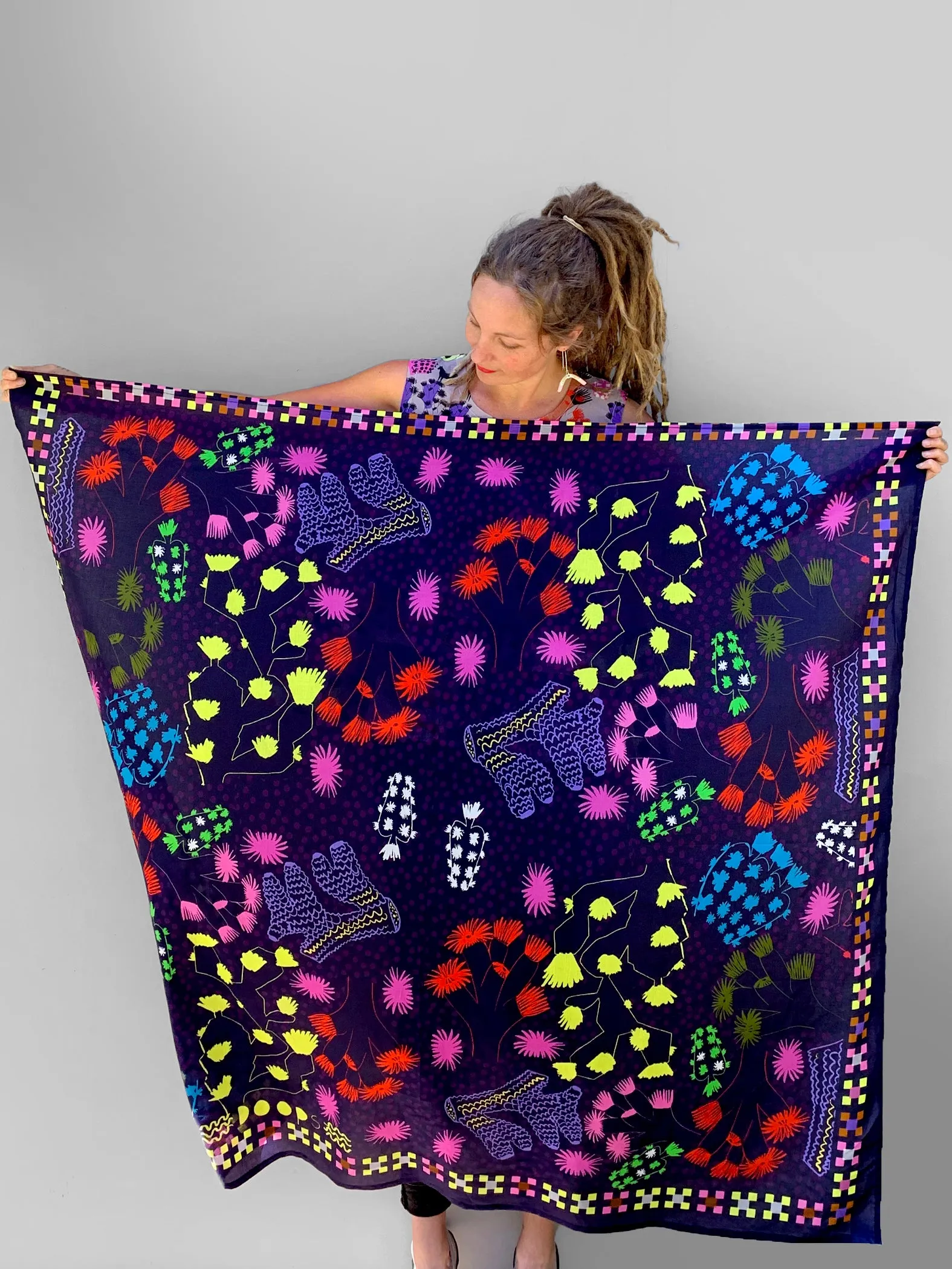 Cactus Glow 95% cotton 5% Silk Scarf/Sarong