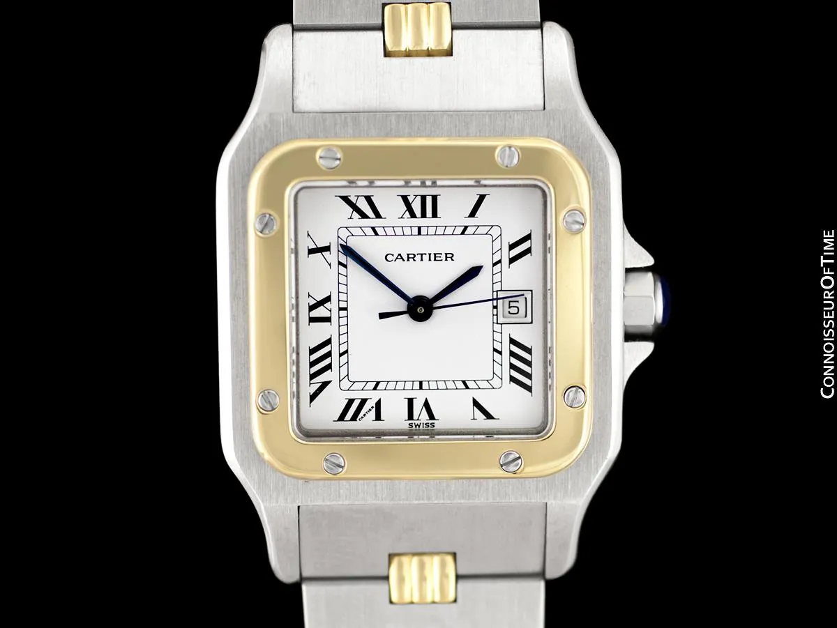 Cartier Mens Santos 2-Tone Automatic Watch - Stainless Steel & 18K Gold