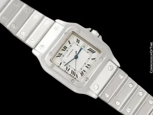 Cartier Santos Automatique Mens Size with Ladies Length Bracelet Unisex Watch - Stainless Steel