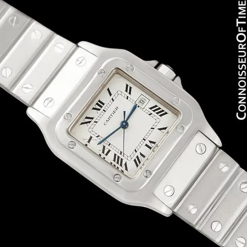 Cartier Santos Automatique Mens Size with Ladies Length Bracelet Unisex Watch - Stainless Steel