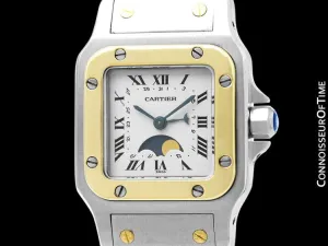 Cartier Santos Galbee Ladies Two-Tone Moon Phase Watch - Stainless Steel and 18K Gold