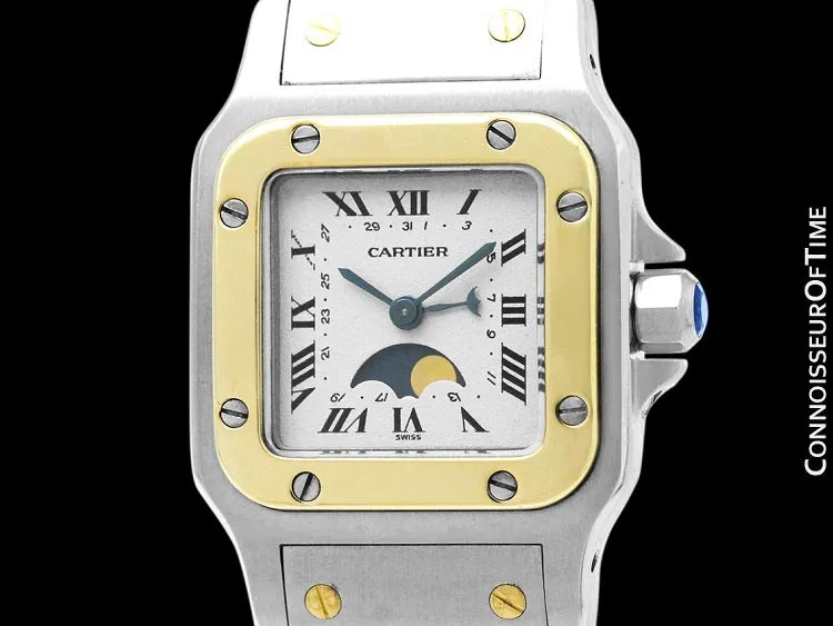 Cartier Santos Galbee Ladies Two-Tone Moon Phase Watch - Stainless Steel and 18K Gold