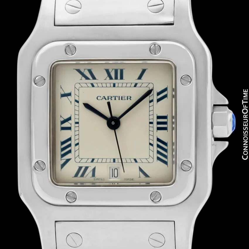 Cartier Santos Galbee Mens Midsize Unisex Stainless Steel Watch with Date - Papers