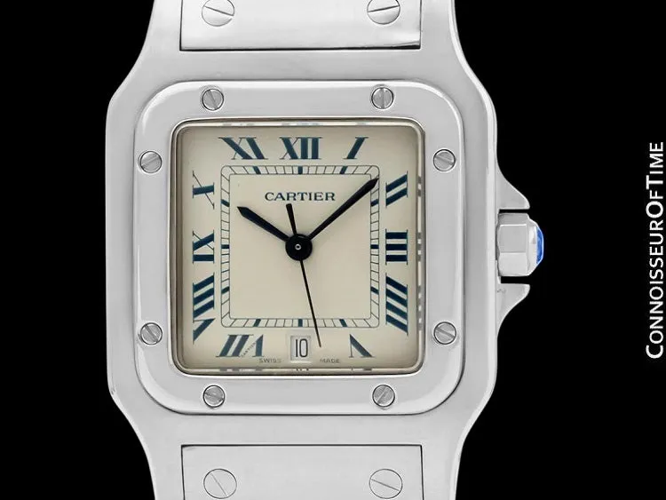 Cartier Santos Galbee Mens Midsize Unisex Stainless Steel Watch with Date - Papers