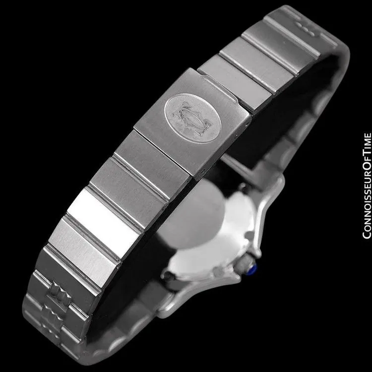 Cartier Santos Octagon Godron Mens Midsize Watch, Automatic - Stainless Steel