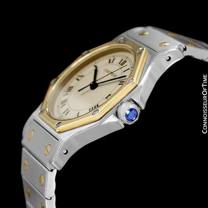 Cartier Santos Octagon Mens (Midsize) Quartz Watch - Stainless Steel & 18K Gold