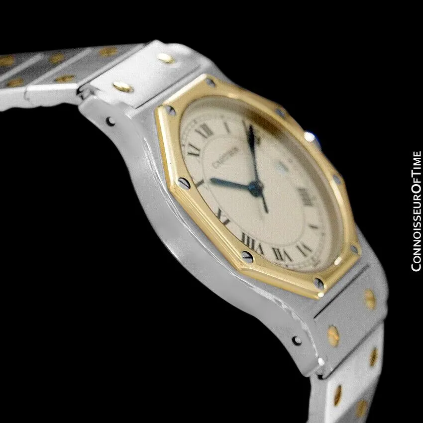 Cartier Santos Octagon Mens (Midsize) Quartz Watch - Stainless Steel & 18K Gold