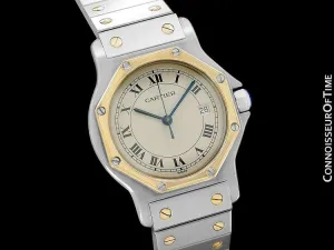 Cartier Santos Octagon Mens (Midsize) Quartz Watch - Stainless Steel & 18K Gold