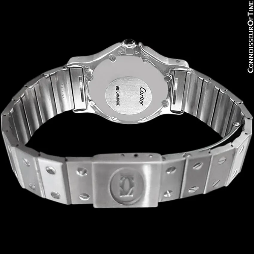 Cartier Santos Octagon Mens Midsize Watch, Automatic - Stainless Steel & Diamonds