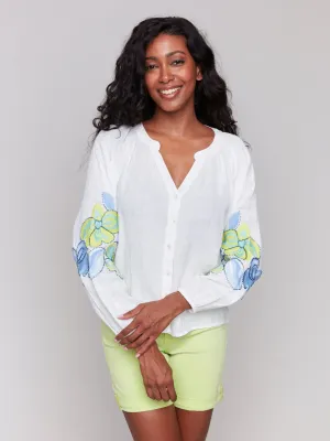 CB Reglan Slv Blouse w/Emb