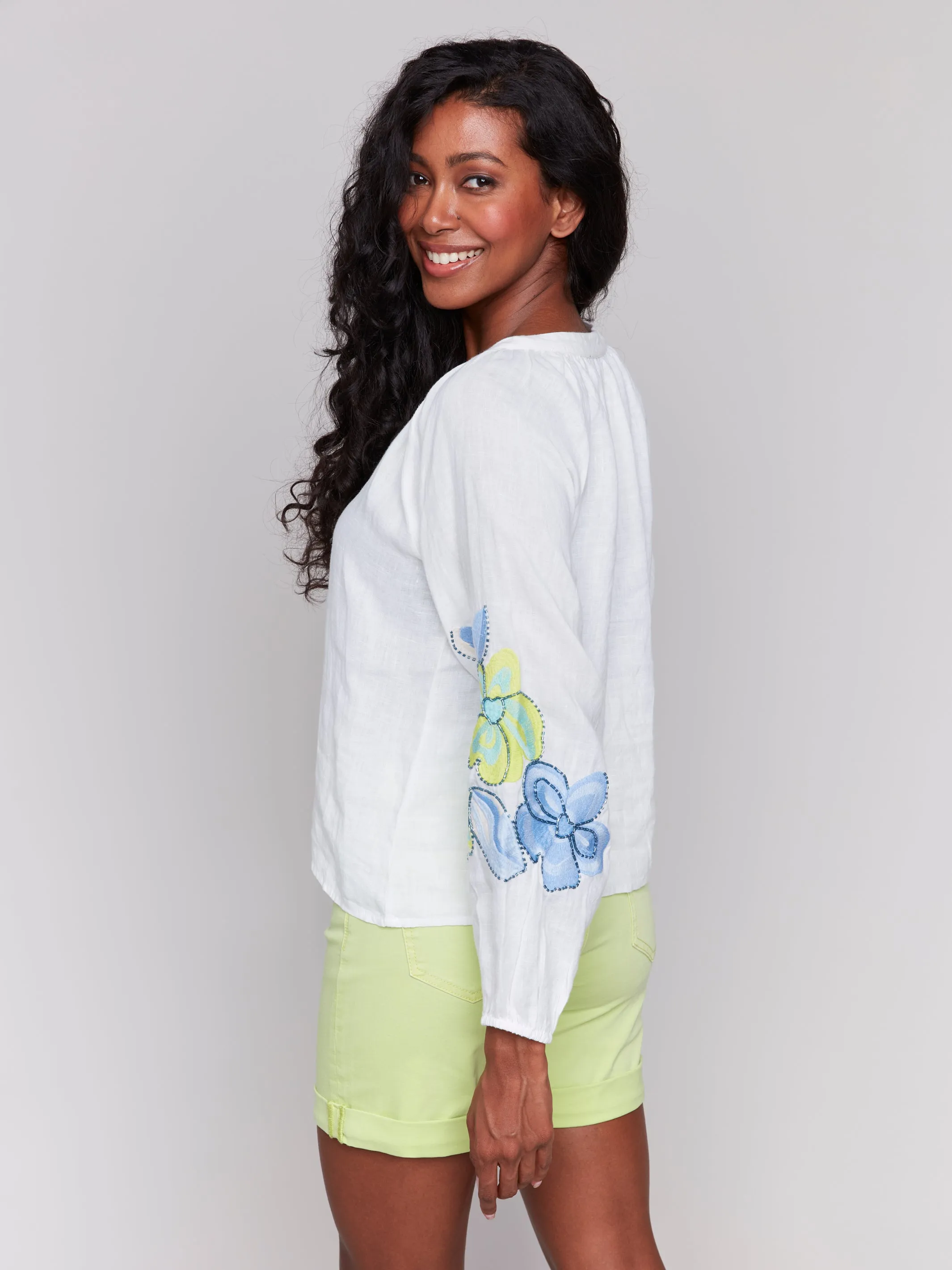 CB Reglan Slv Blouse w/Emb