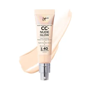 CC  Nude Glow Lightweight Foundation   Glow Serum with SPF 40 - with Niacinamide, Hyaluronic Acid & Green Tea Extract - 1.08 Fl Oz