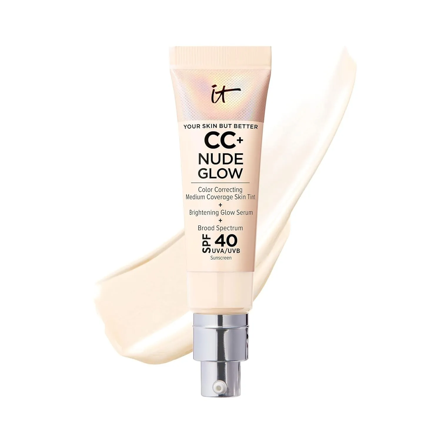 CC  Nude Glow Lightweight Foundation   Glow Serum with SPF 40 - with Niacinamide, Hyaluronic Acid & Green Tea Extract - 1.08 Fl Oz