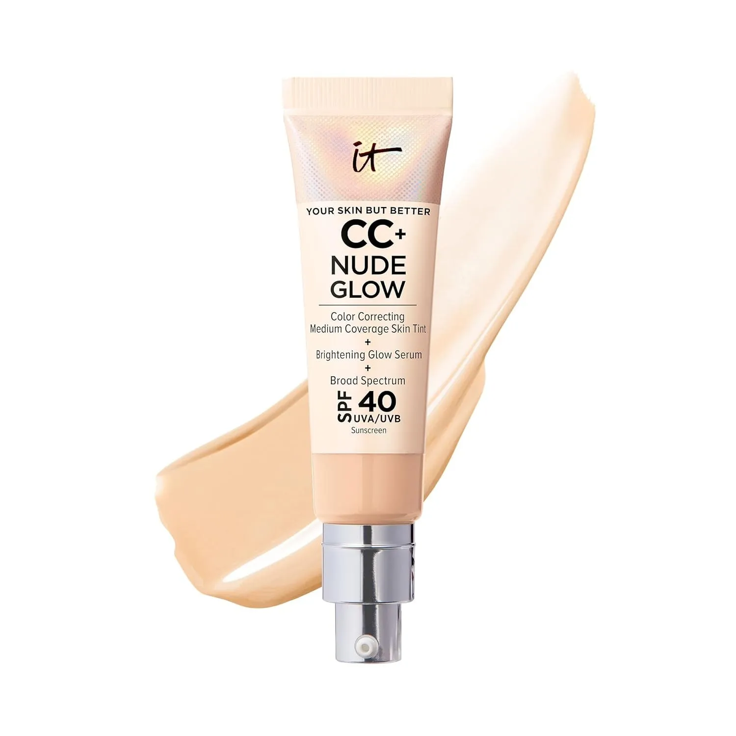 CC  Nude Glow Lightweight Foundation   Glow Serum with SPF 40 - with Niacinamide, Hyaluronic Acid & Green Tea Extract - 1.08 Fl Oz