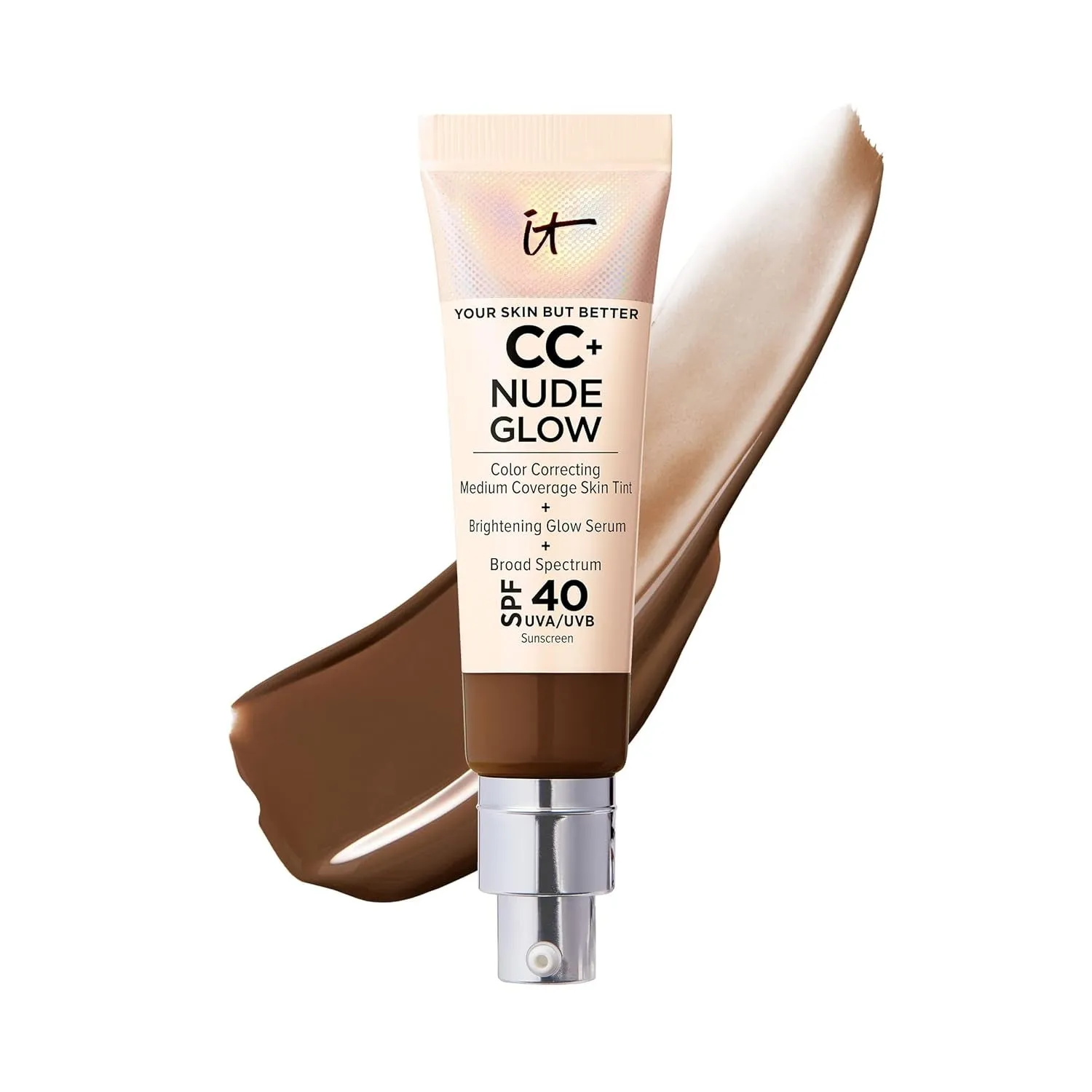CC  Nude Glow Lightweight Foundation   Glow Serum with SPF 40 - with Niacinamide, Hyaluronic Acid & Green Tea Extract - 1.08 Fl Oz