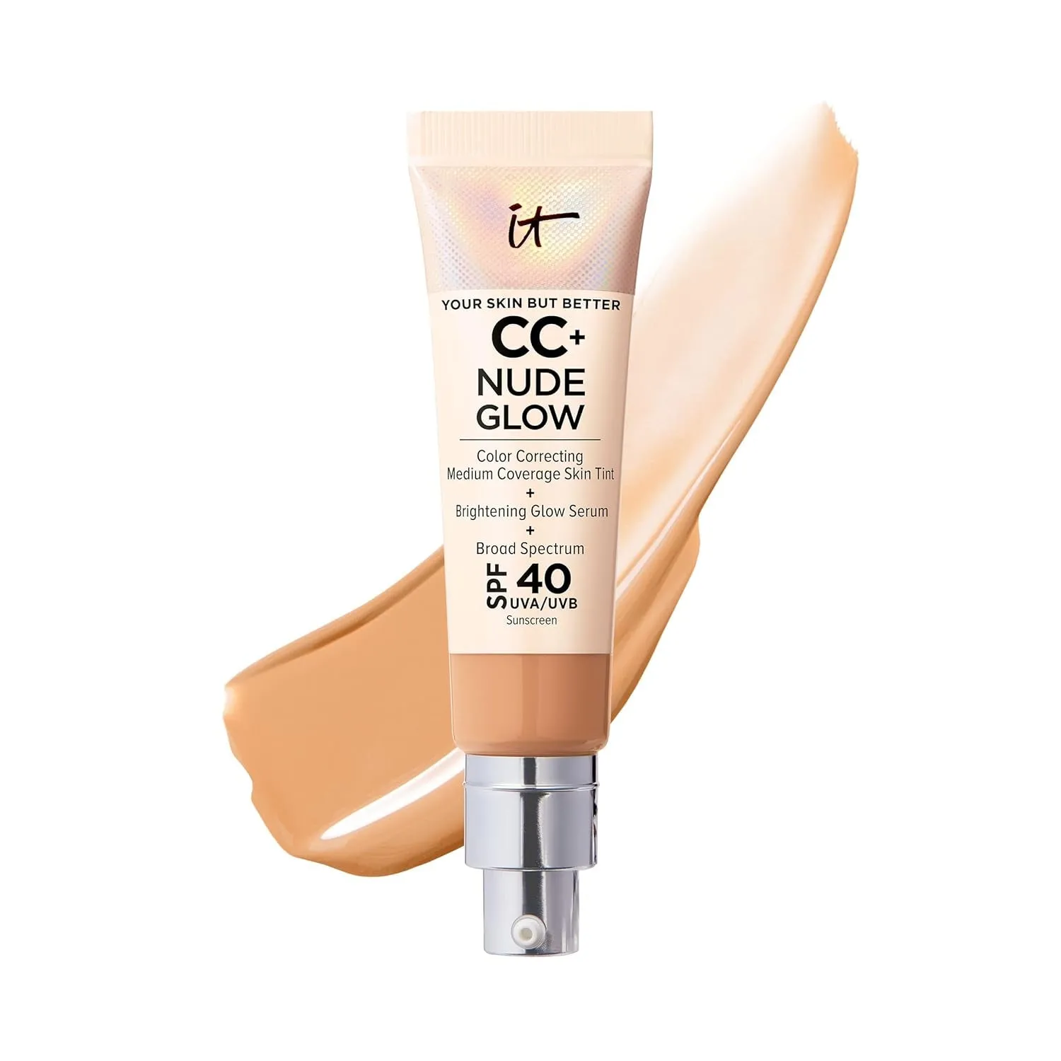 CC  Nude Glow Lightweight Foundation   Glow Serum with SPF 40 - with Niacinamide, Hyaluronic Acid & Green Tea Extract - 1.08 Fl Oz