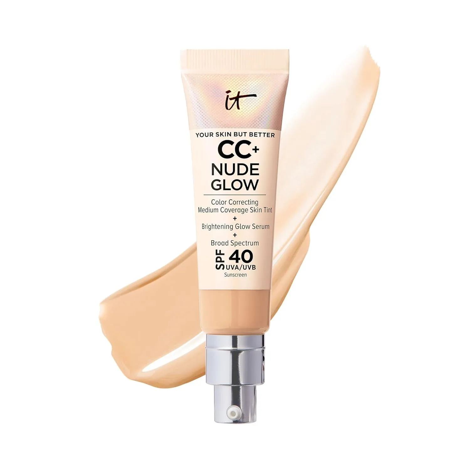 CC  Nude Glow Lightweight Foundation   Glow Serum with SPF 40 - with Niacinamide, Hyaluronic Acid & Green Tea Extract - 1.08 Fl Oz