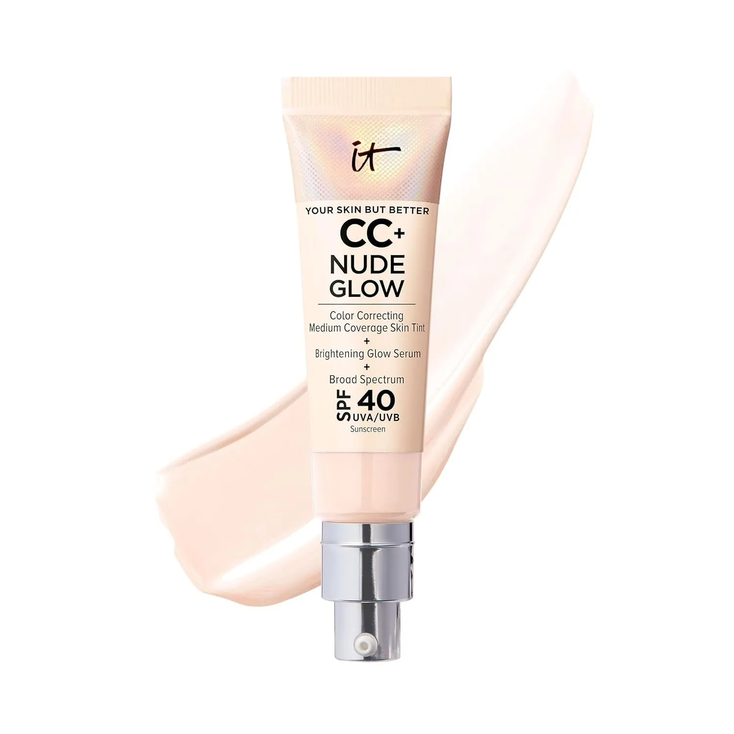 CC  Nude Glow Lightweight Foundation   Glow Serum with SPF 40 - with Niacinamide, Hyaluronic Acid & Green Tea Extract - 1.08 Fl Oz