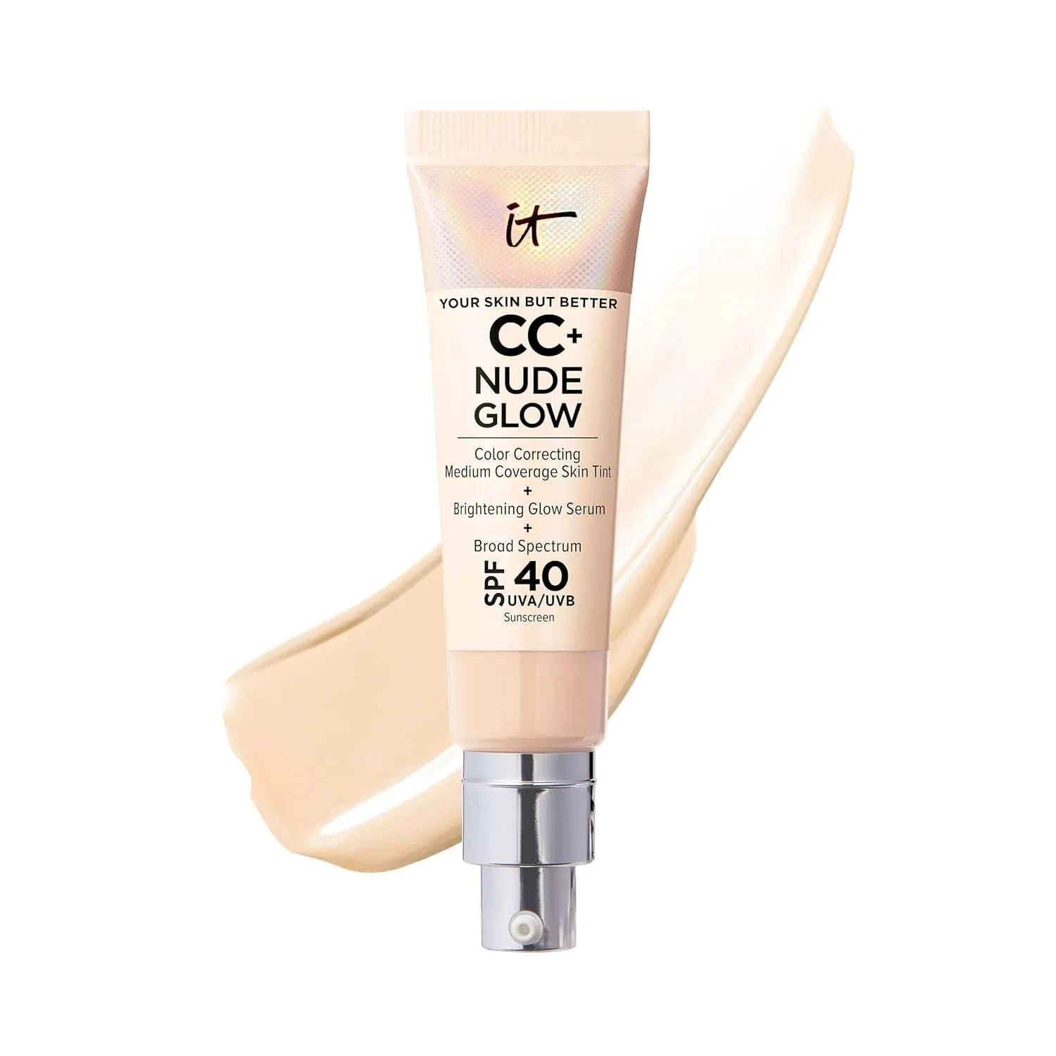 CC  Nude Glow Lightweight Foundation   Glow Serum with SPF 40 - with Niacinamide, Hyaluronic Acid & Green Tea Extract - 1.08 Fl Oz