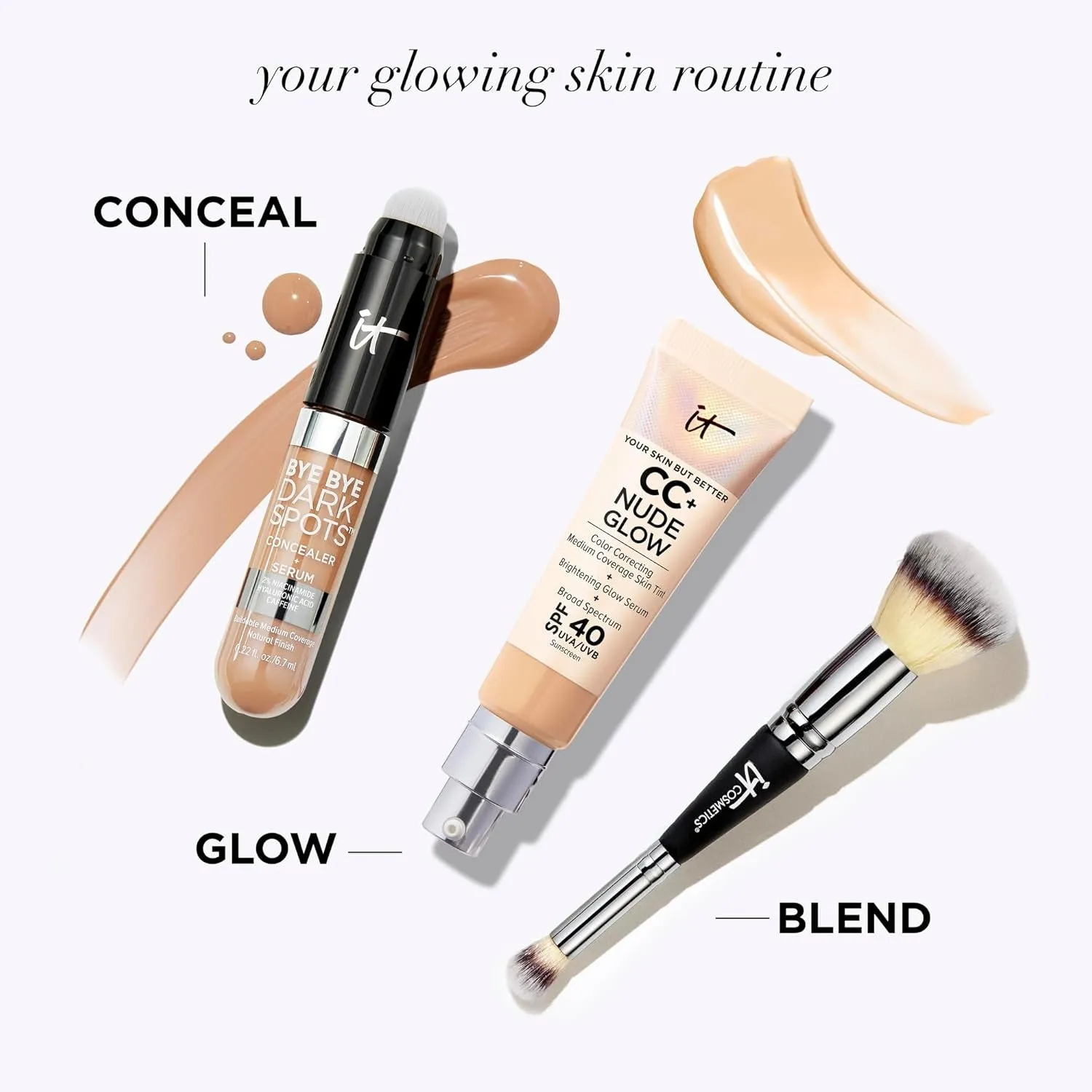 CC  Nude Glow Lightweight Foundation   Glow Serum with SPF 40 - with Niacinamide, Hyaluronic Acid & Green Tea Extract - 1.08 Fl Oz