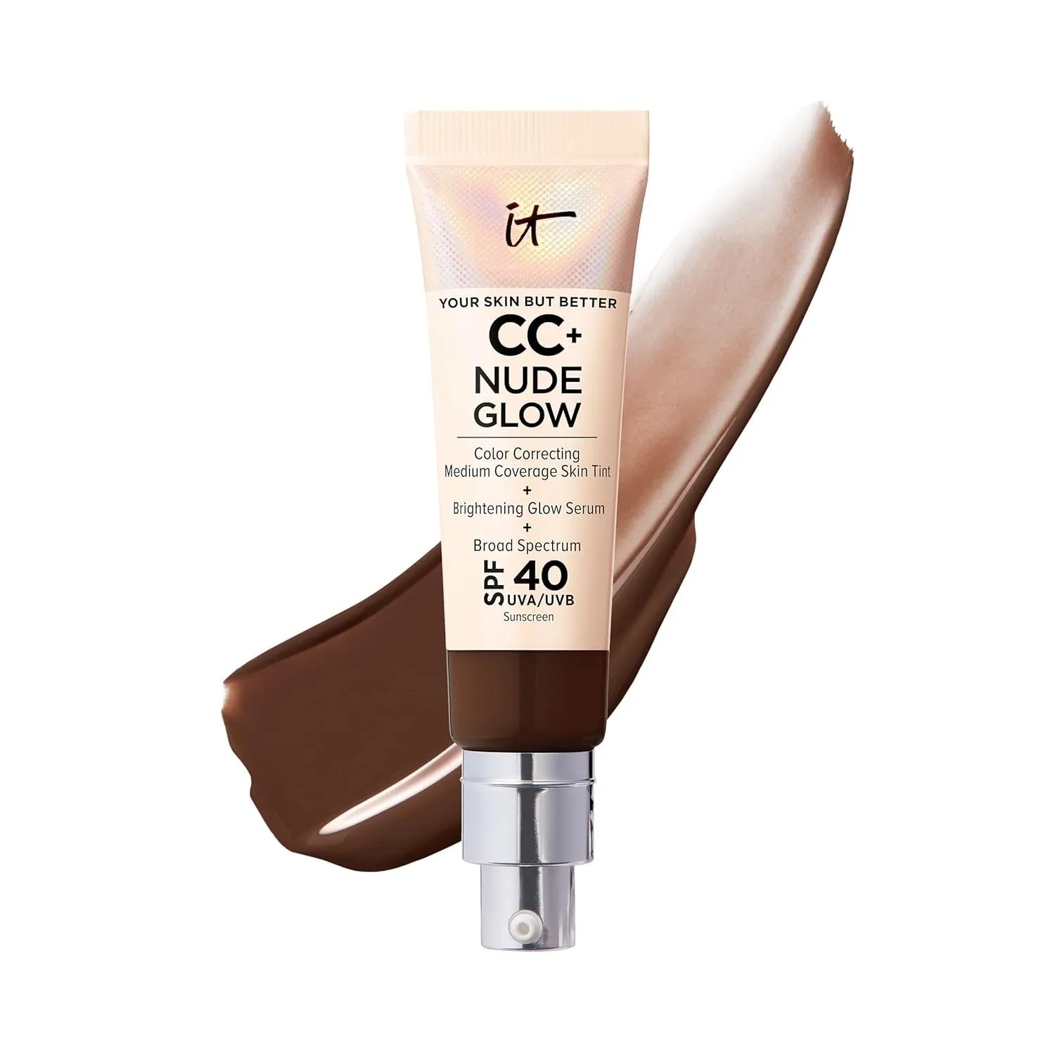 CC  Nude Glow Lightweight Foundation   Glow Serum with SPF 40 - with Niacinamide, Hyaluronic Acid & Green Tea Extract - 1.08 Fl Oz