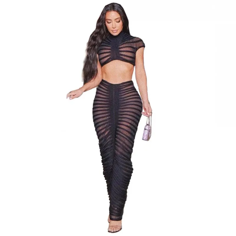 Cecilia – Sheer Knitted Two-Piece Dress Set For Women