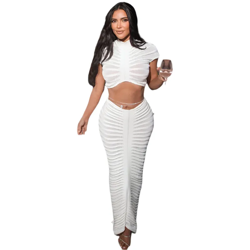 Cecilia – Sheer Knitted Two-Piece Dress Set For Women