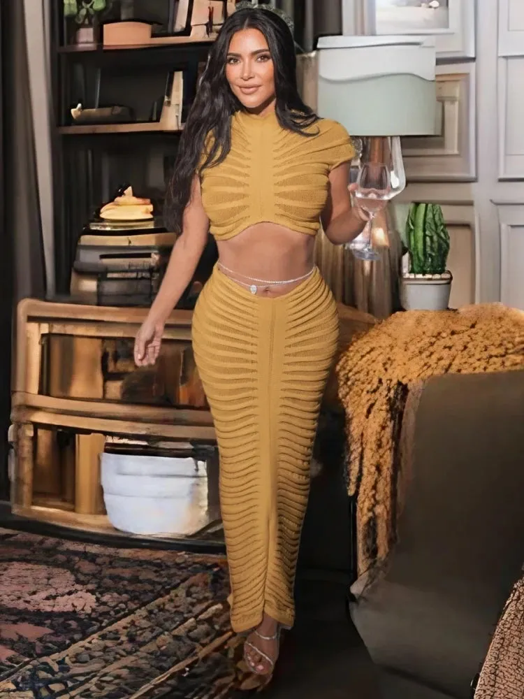 Cecilia – Sheer Knitted Two-Piece Dress Set For Women