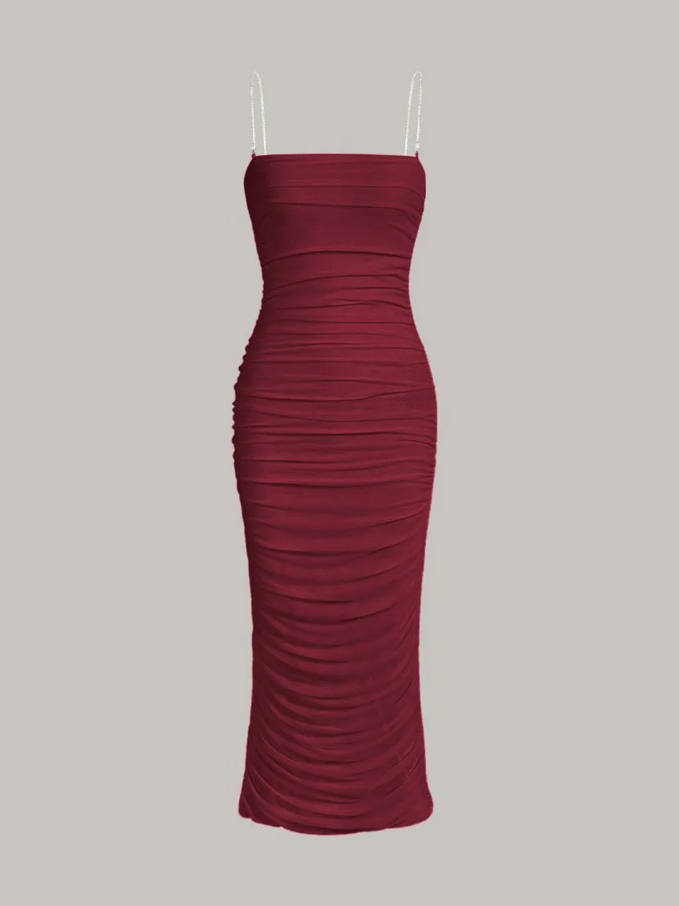 Chain Detail Ruched Cami Dress