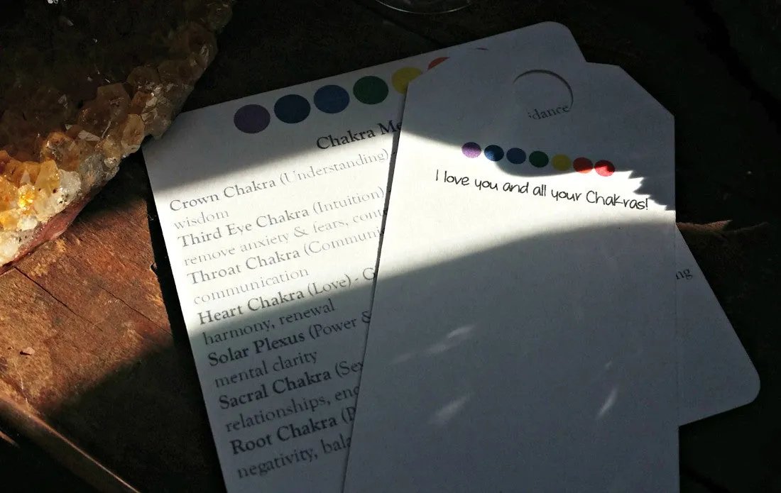 Chakra Set, Tumbled Stone Set with Pouch, Info Card, Gift Tag & Card-stock layout