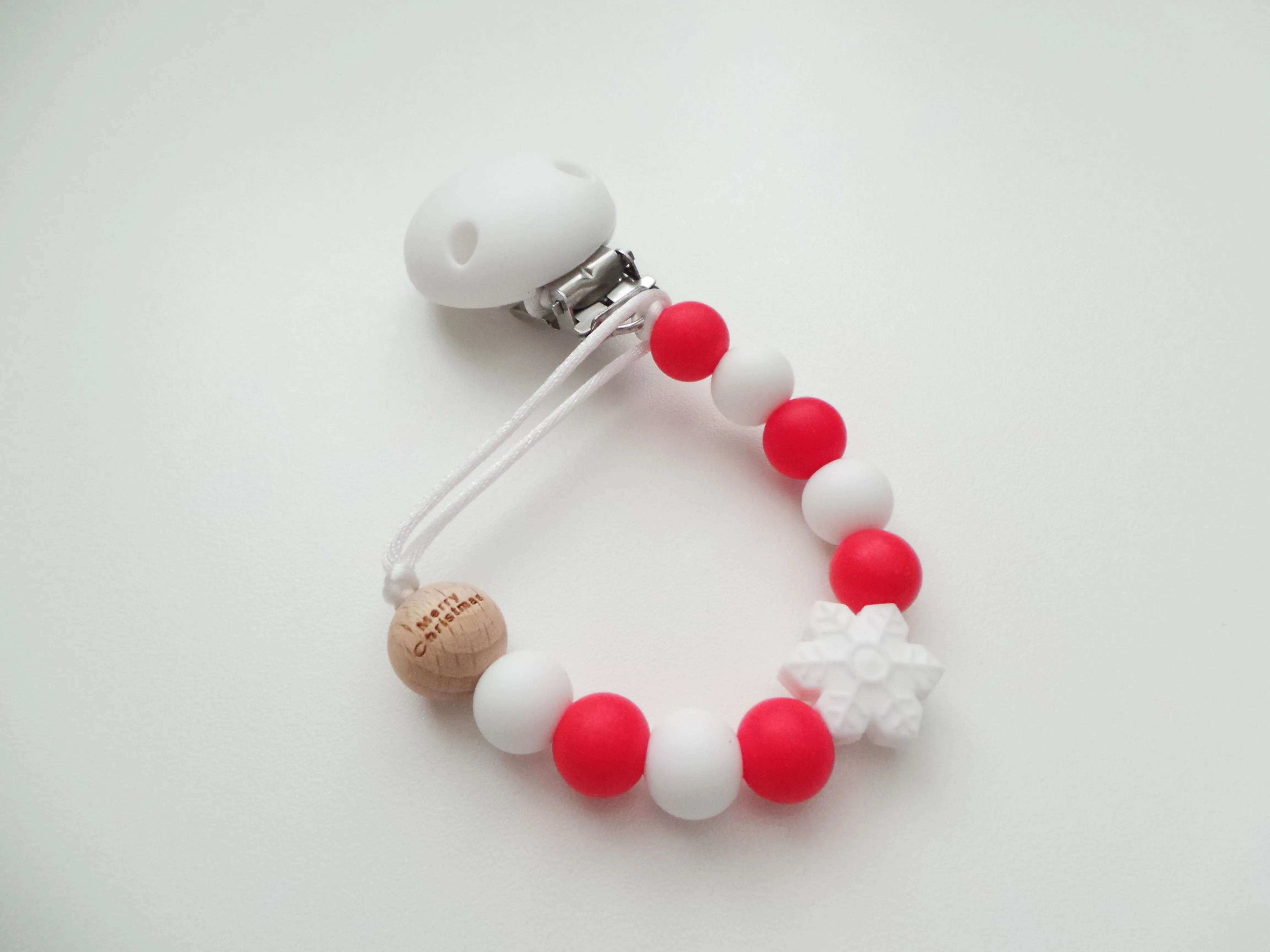 Christmas Silicone Dummy clip- Engraved Merry Christmas