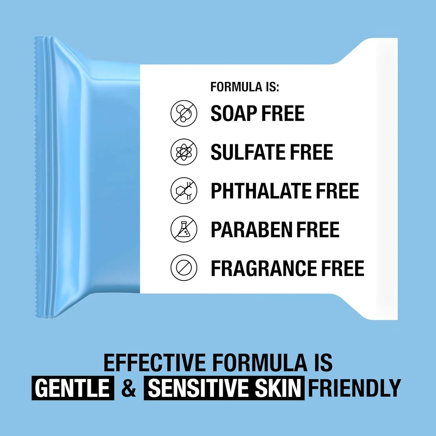 Cleansing Fragrance Free Makeup Remover Face Wipes, Cleansing Facial Towelettes for Waterproof Makeup, Alcohol-Free, Unscented, 100% Plant-Based Fibers, Twin Pack, 2 X 25 Ct