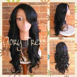 CLEARANCE // Lace Front Wig, Black wig, Glory Tress, Long Loose Curly Lace Front Wig // PERFECTION