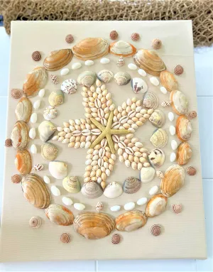Coastal Wall Art Décor/ Sea Shell Art 16X20 Linen Canvas