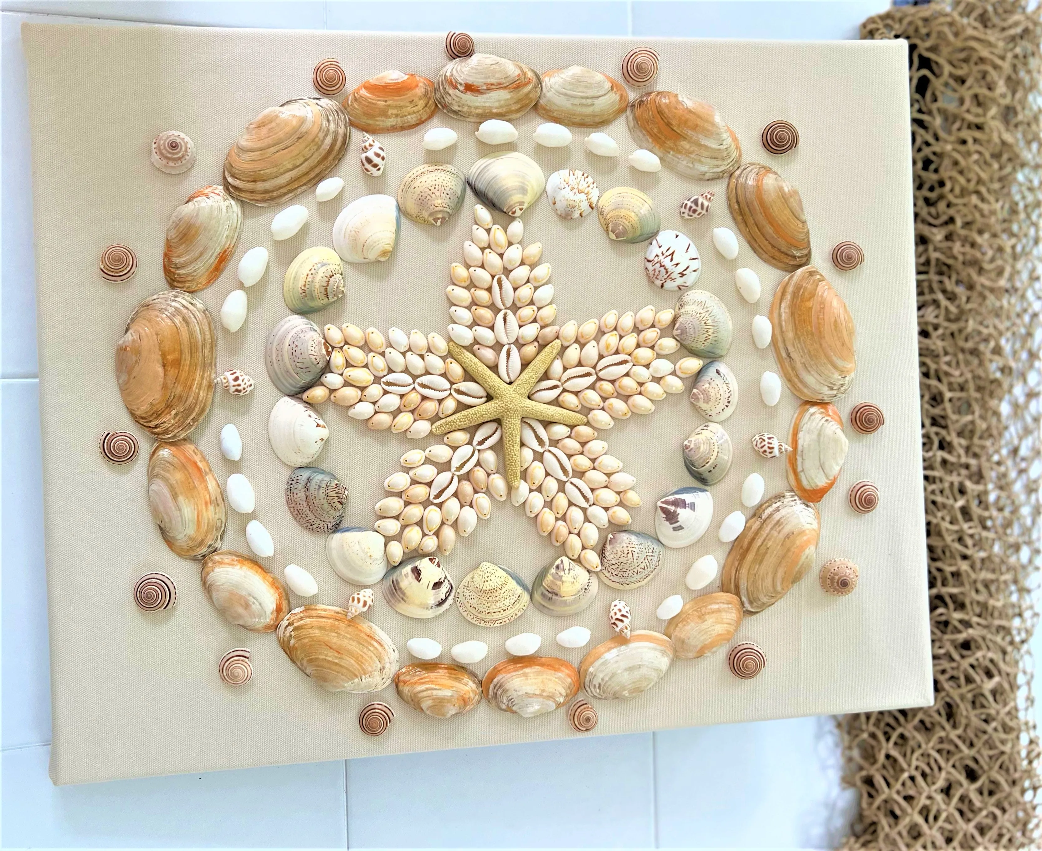Coastal Wall Art Décor/ Sea Shell Art 16X20 Linen Canvas