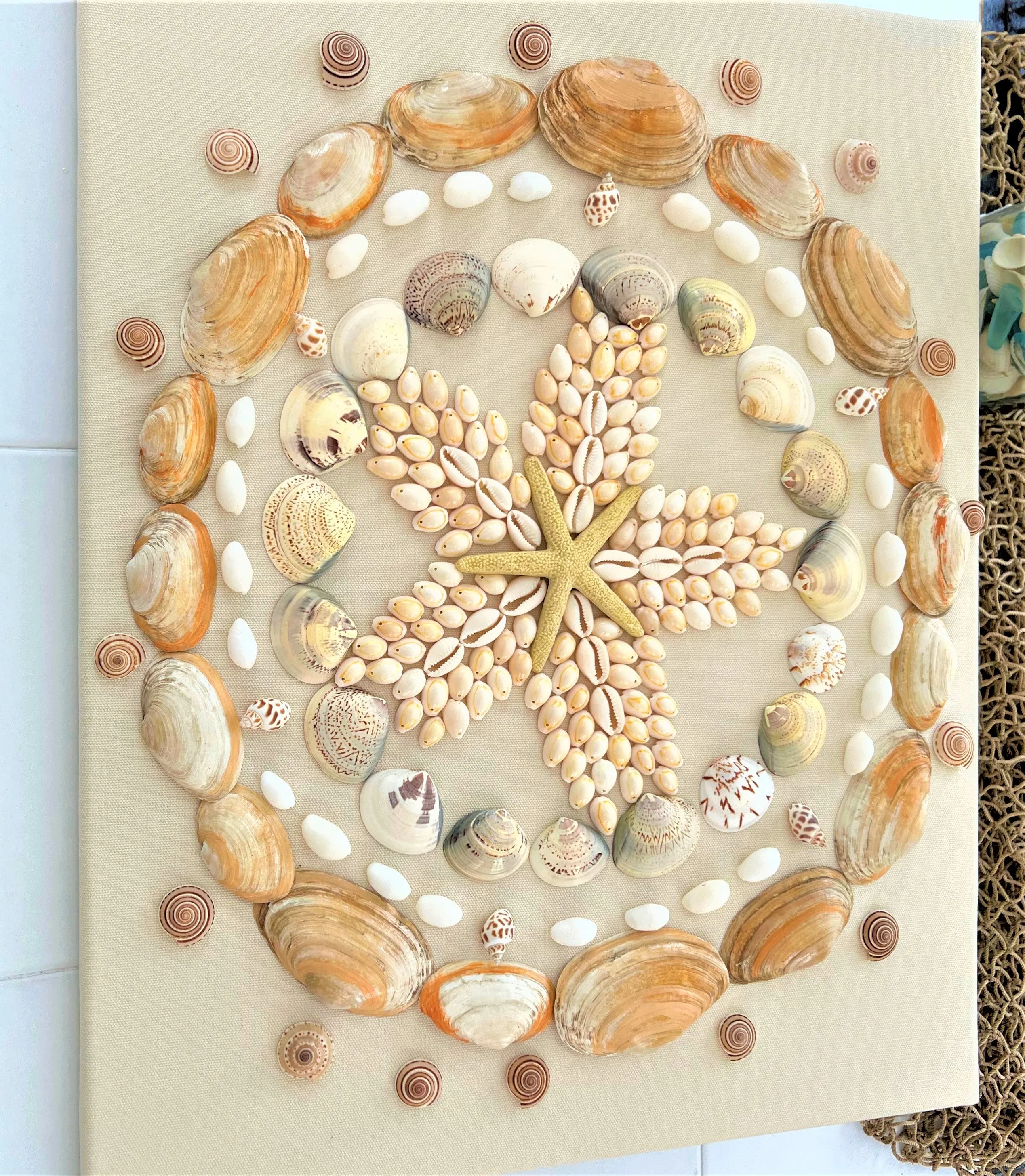 Coastal Wall Art Décor/ Sea Shell Art 16X20 Linen Canvas