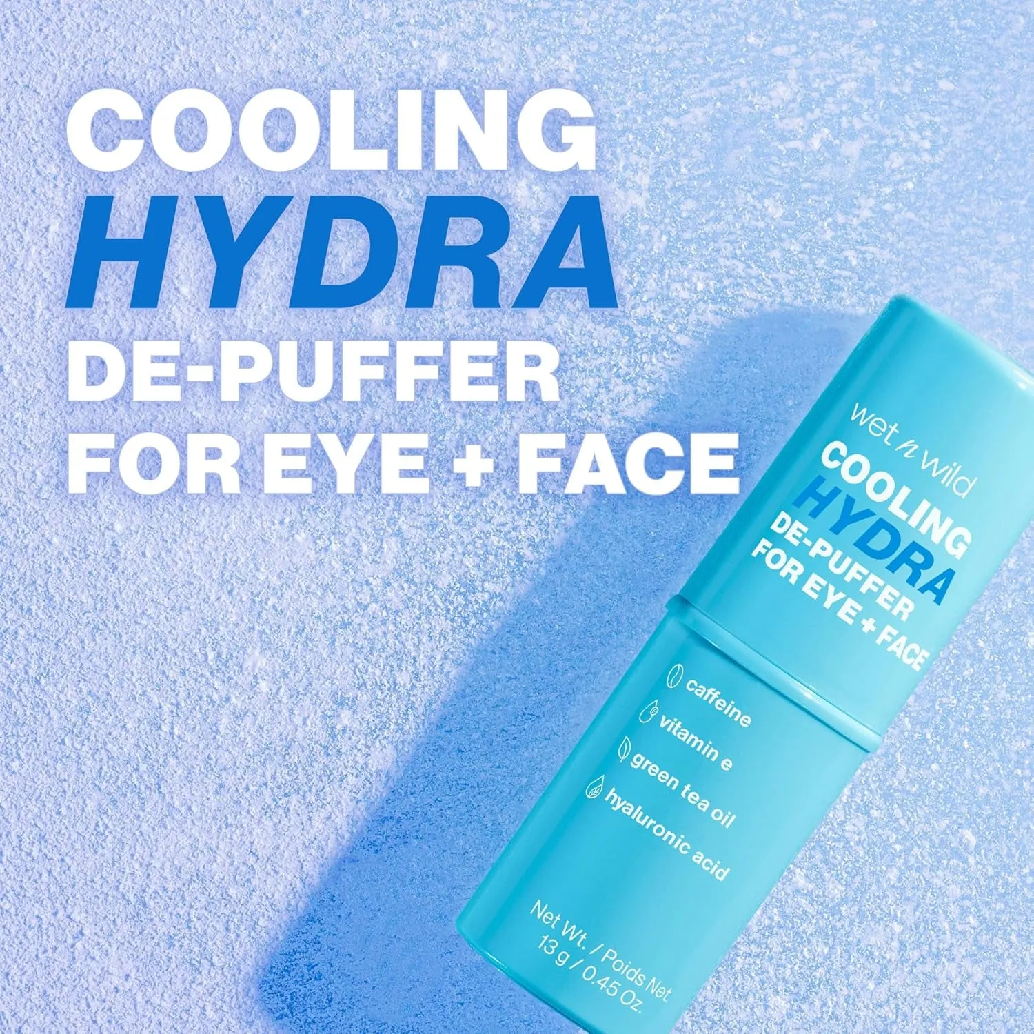 Cooling Hydra De-Puffer, Soothing Face Makeup Primer Stick with Vitamin E & Caffeine, Instant Skin Refreshments for All Skin Types and Complexions, Vegan & Cruelty-Free