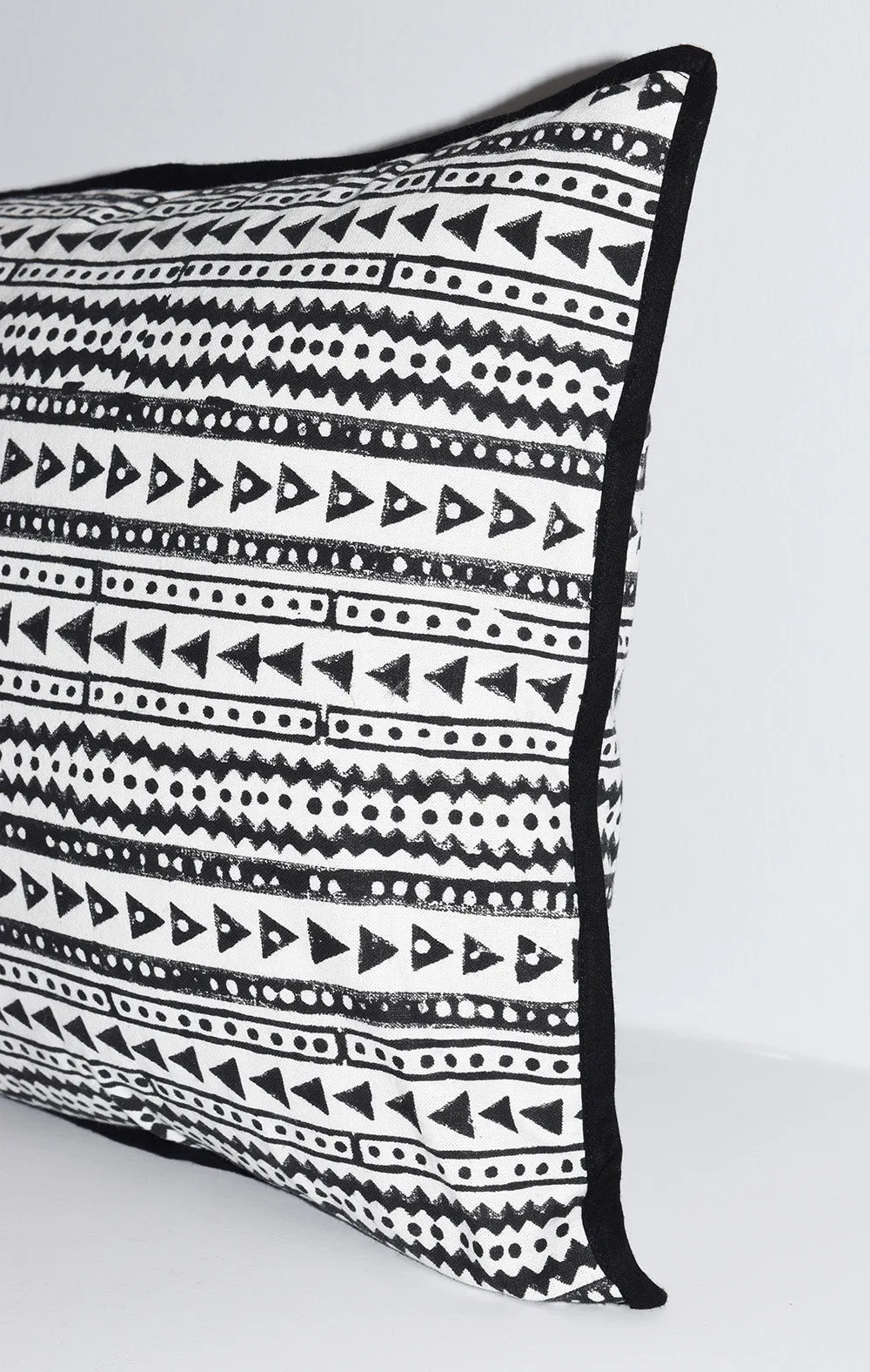 Cotton Lumbar Pillow | Shela Black   White