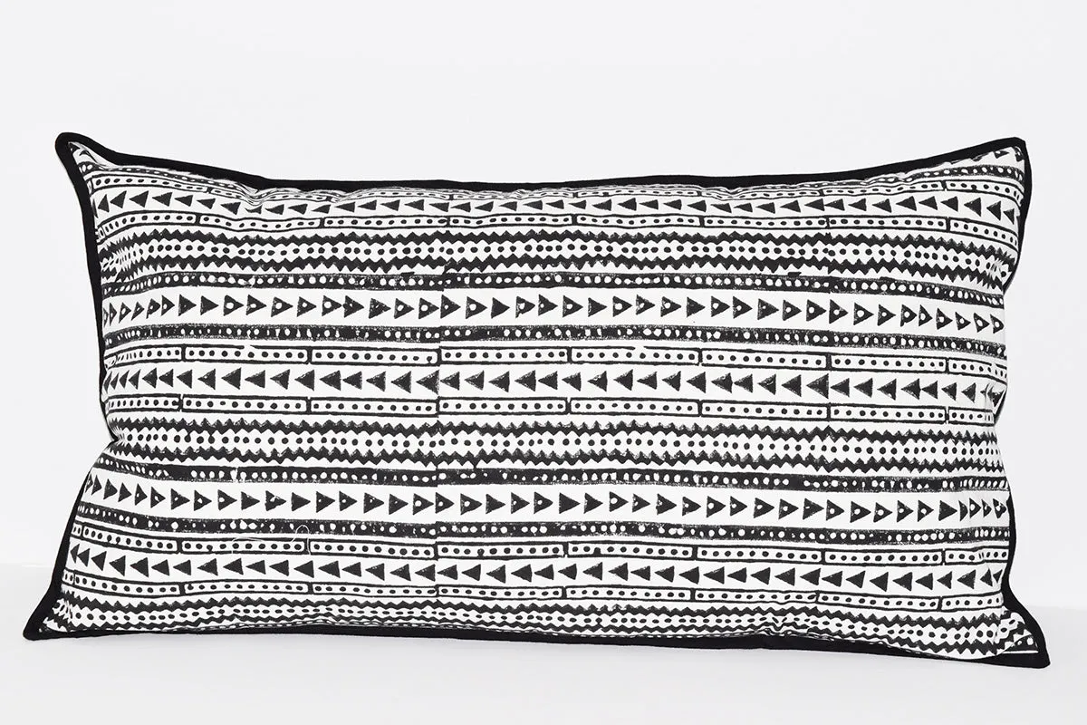 Cotton Lumbar Pillow | Shela Black   White