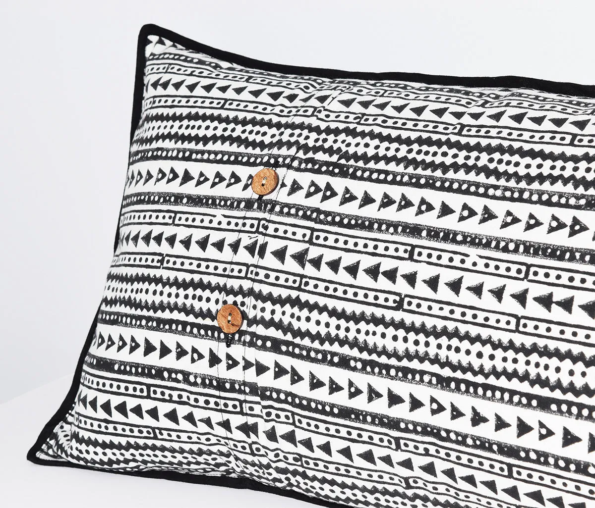 Cotton Lumbar Pillow | Shela Black   White