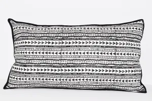 Cotton Lumbar Pillow | Shela Black   White