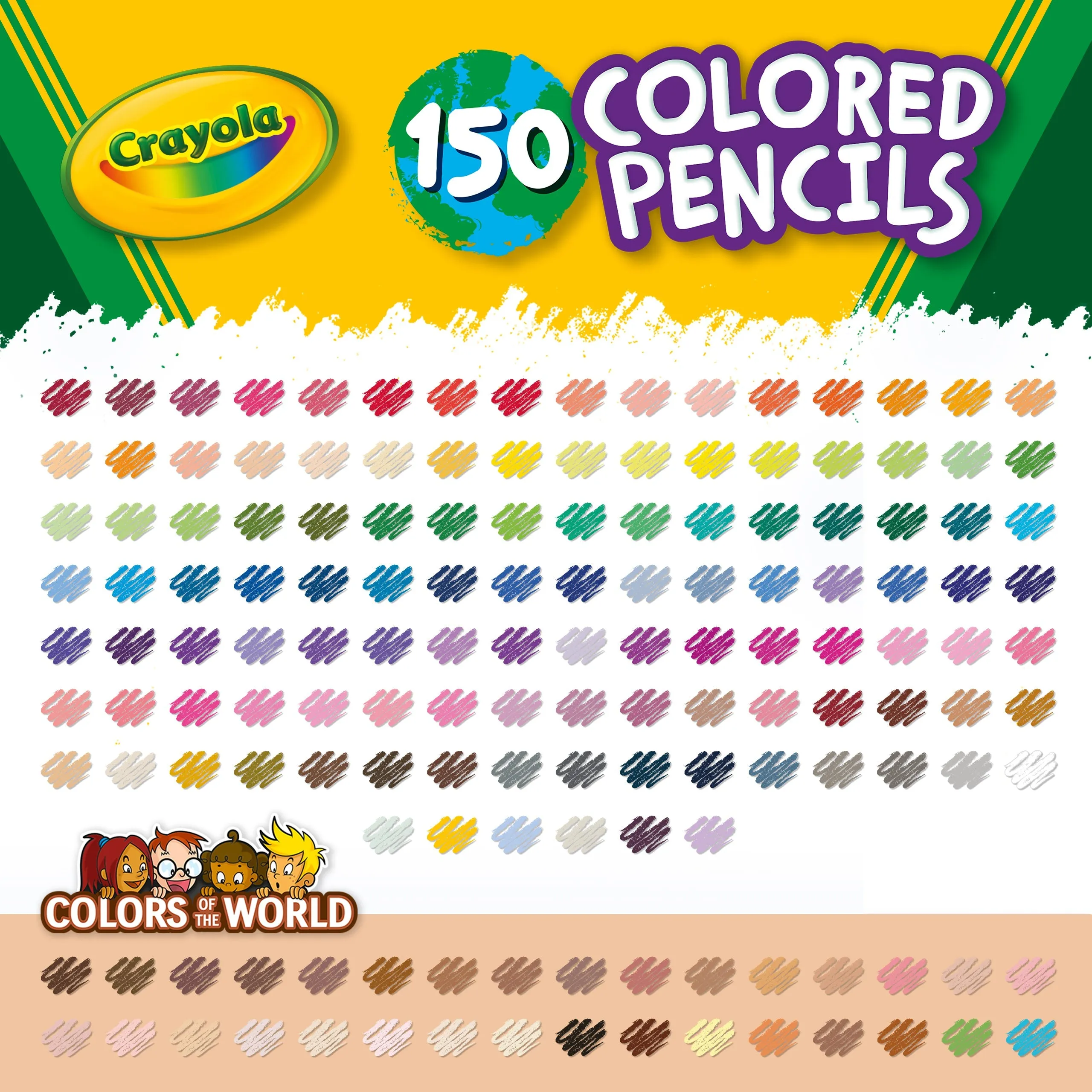 Crayola Coloured Pencils featuring Colors of the World (150 Count)