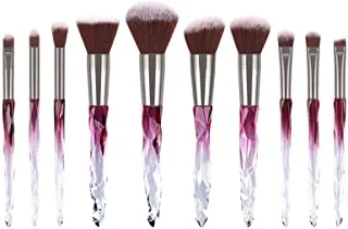 Crystal Makeup Brushes Blending Blush Premium Synthetic Concealers Foundation Powder Eye Shadows Makeup Brushes 10Pcs (Purple)