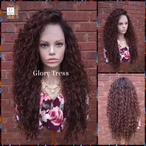 Curly Lace Front Wig, Human Hair Blend, 13X6 Free Parting, HD Lace Frontal, Glory Tress, Brown Wig, Ready The Ship // JOY