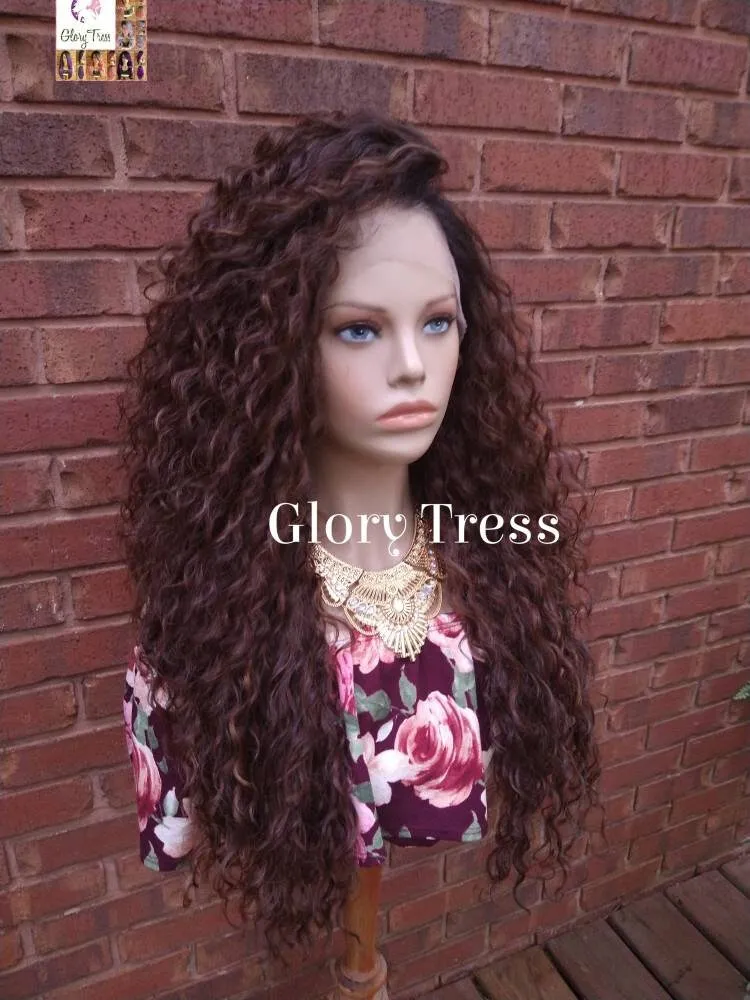 Curly Lace Front Wig, Human Hair Blend, 13X6 Free Parting, HD Lace Frontal, Glory Tress, Brown Wig, Ready The Ship // JOY