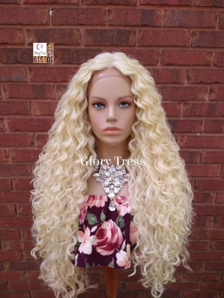 Curly Lace Front Wig, Wigs, 613 Platinum Blonde Wig,  Blonde Curly Wig, Glory Tress, READY To SHIP // MIRACLE