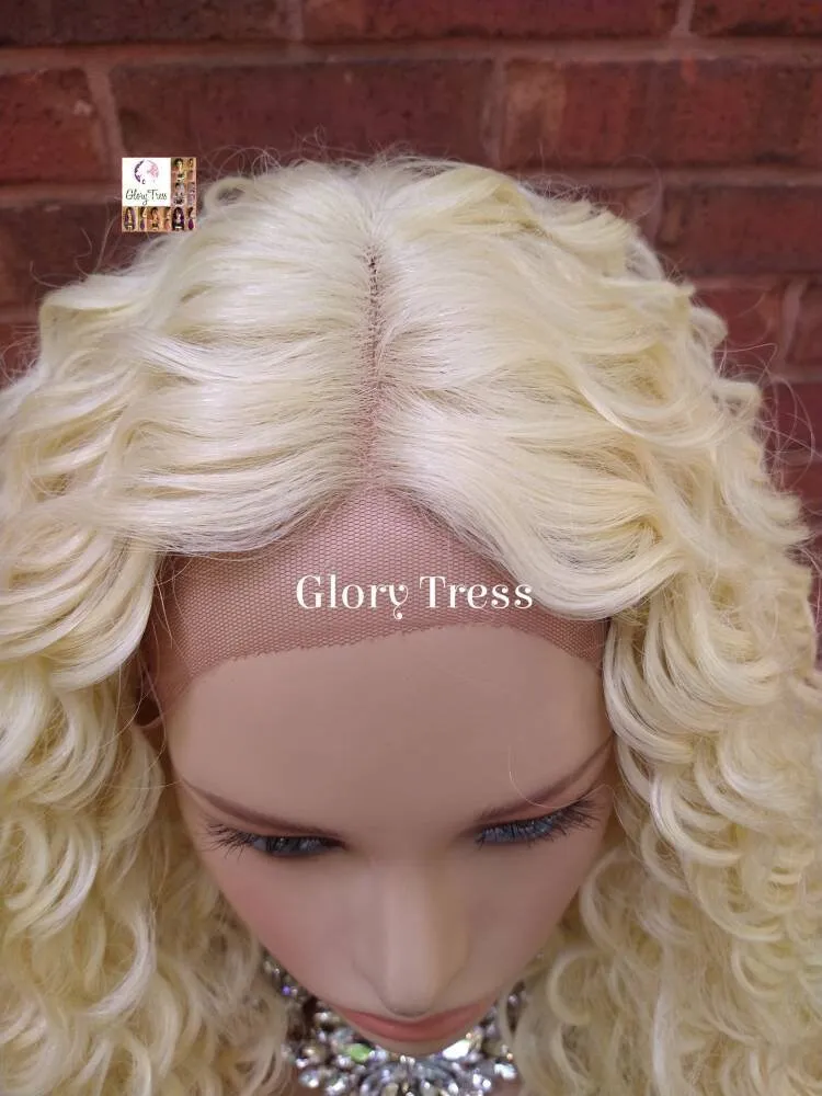 Curly Lace Front Wig, Wigs, 613 Platinum Blonde Wig,  Blonde Curly Wig, Glory Tress, READY To SHIP // MIRACLE