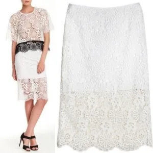 Cynthia Rowley Lace Pencil Skirt Midi Sheer Floral